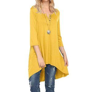 Half Sleeve High-Low Loose Fit Casual SHIRT DRESS